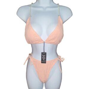 Sz.L*DR Dressin*NWT*2 Pc. Peach-Colored Bikini With Pearl Straps